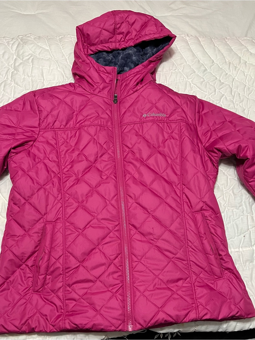Columbia Womens' Bright Fuchsia Quilted Hooded Puffer Jacket